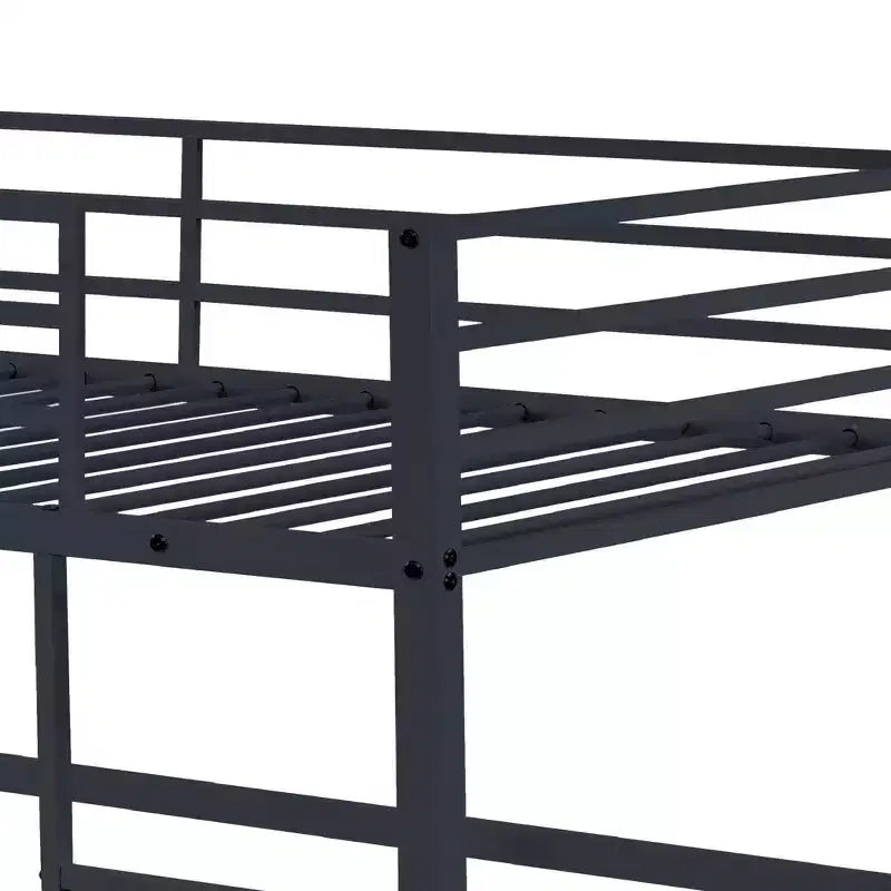 Metall-Hochbett für Einzelbettmatratze mit Schutzgittern und gerader Leiter