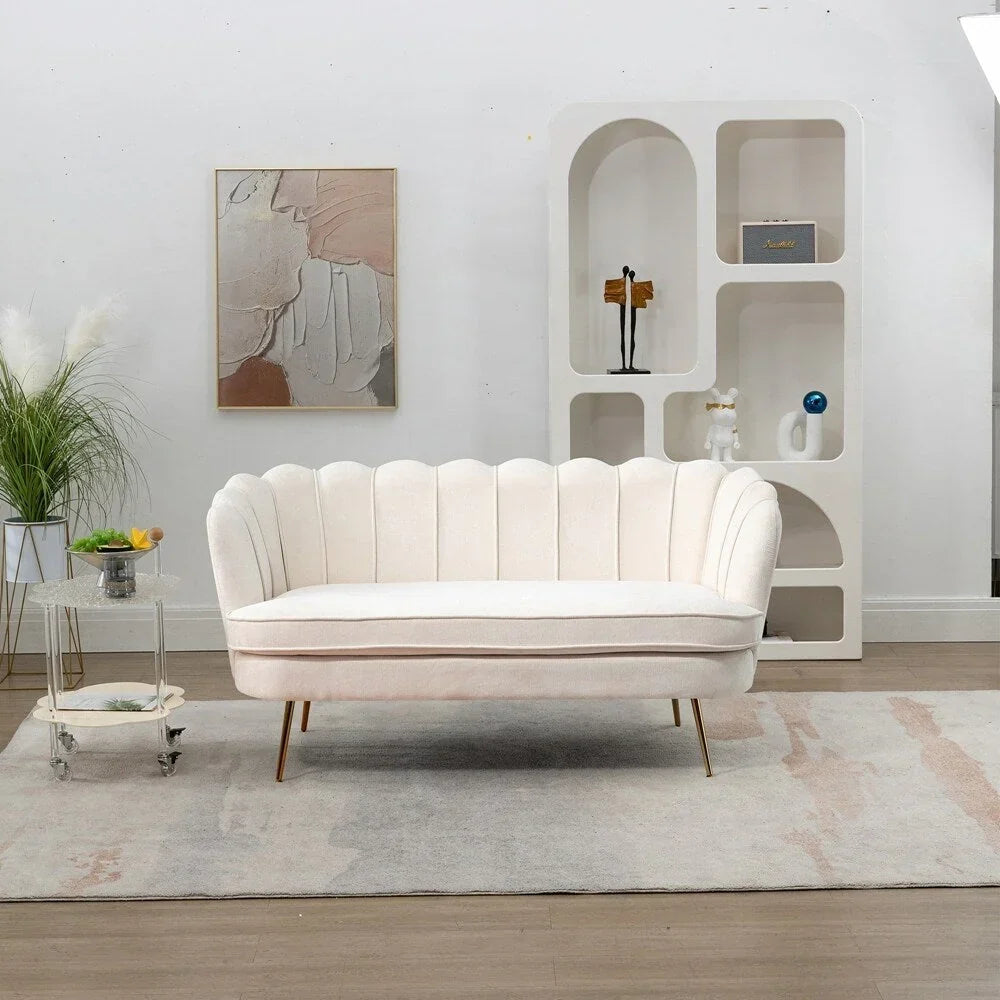 Kleines Mini-Zweisitzer-Sofa mit goldenen Metallbeinen - 2-Sitzer