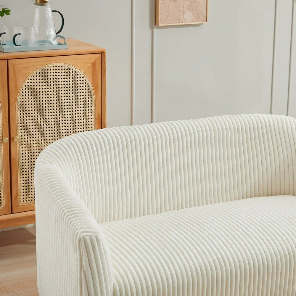 2-Sitzer-Sofa mit Cordbezug und Beinen aus Walnussholz