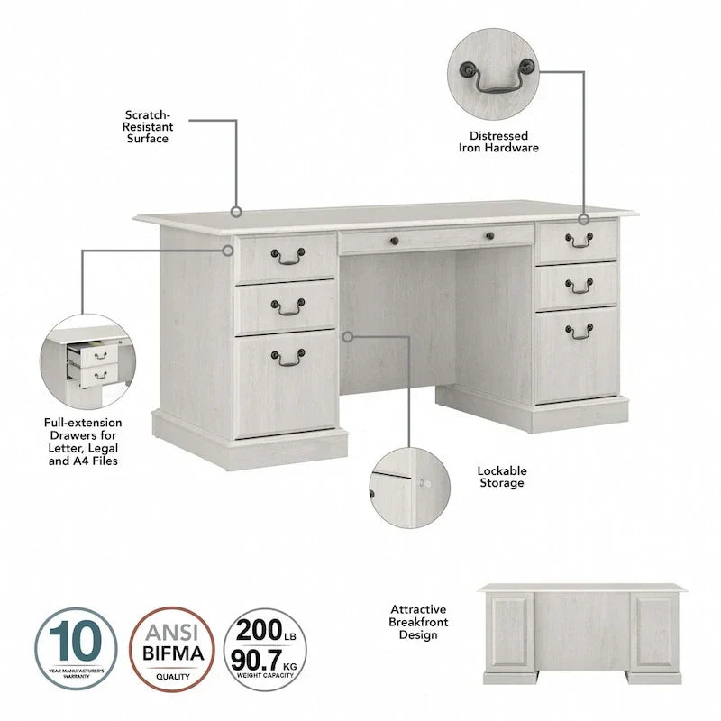 Bush Furniture Saratoga directiebureau met laden en opbergruimte
