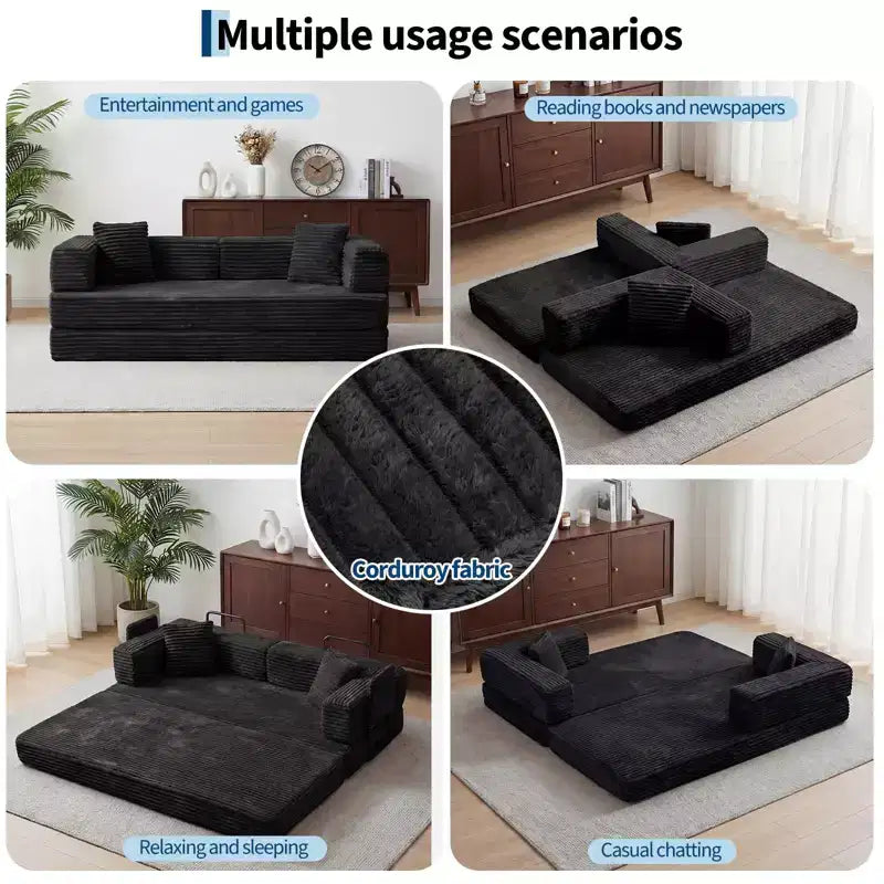 80.7 5-in-1-Schlafsofa mit Cordbezug, 1200 lbs, keine Montage erforderlich