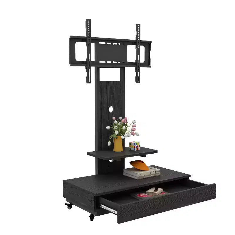 TV-Ständer für 32-75-Zoll-Fernseher, höhenverstellbarer mobiler TV-Wagen mit Schublade und Rollen fürs Wohnzimmer, Schlafzimmer und Büro -ModernLuxe