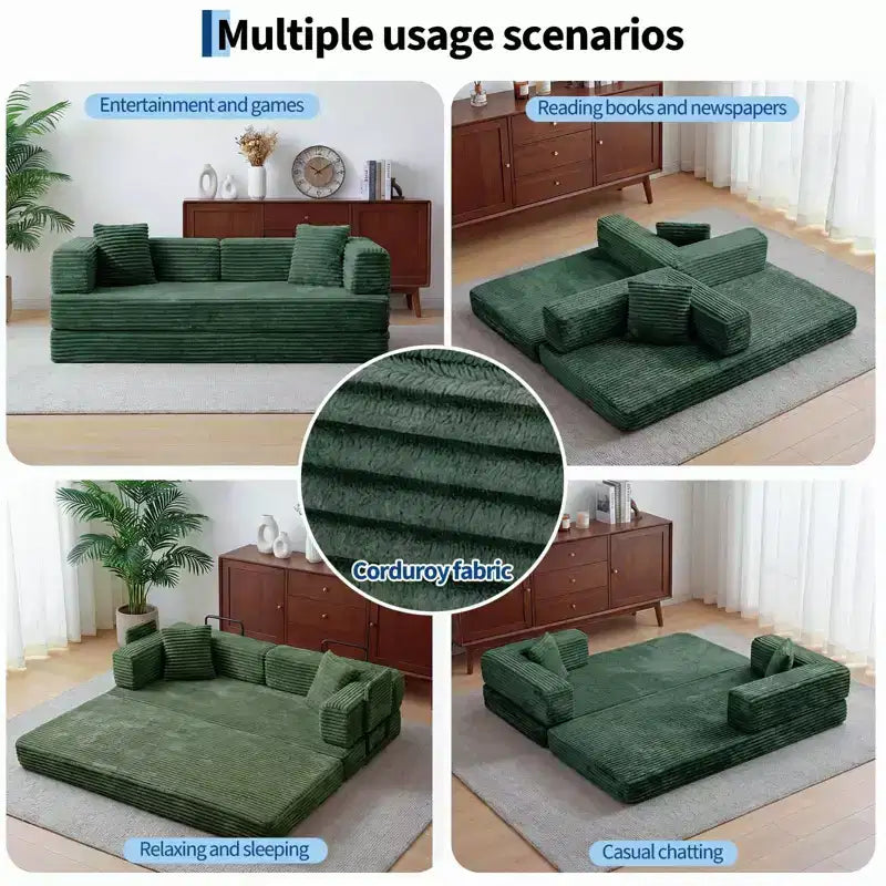 80.7 5-in-1-Schlafsofa mit Cordbezug, 1200 lbs, keine Montage erforderlich