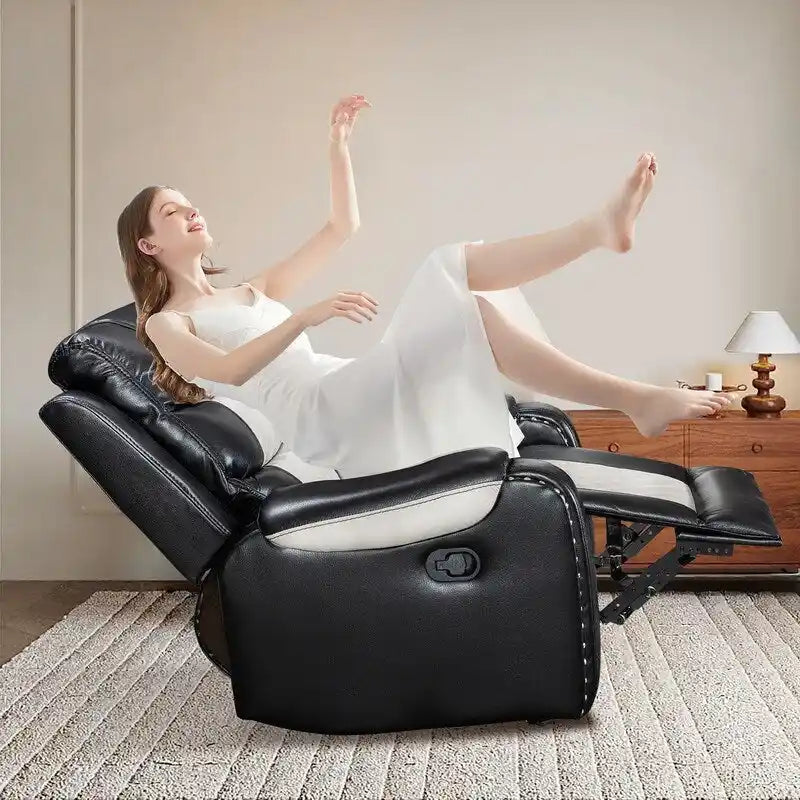 Extra grote fauteuil met verstelbare rugleuning van kunstleer in Amerikaans design voor de woonkamer