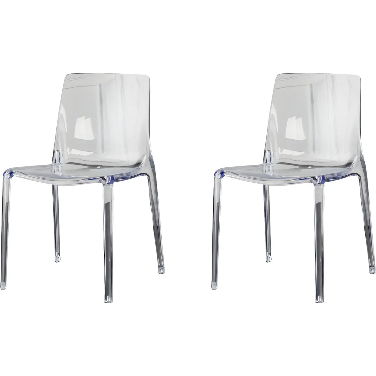 Chaise de salle à manger ambre en acrylique, sans accoudoirs et à dossier bas