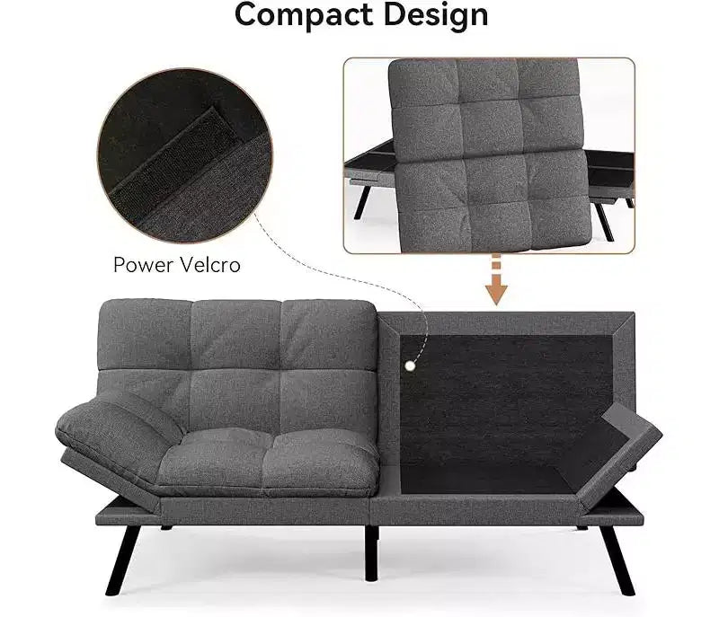Umwandelbares Futonsofa mit verstellbarer Rückenlehne und abnehmbaren Armlehnen
