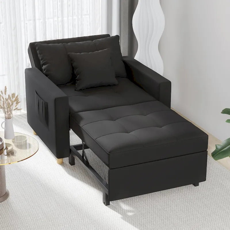 Fauteuil-lit réglable convertible 3-en-1, plusieurs couleurs, pour 1 personne
