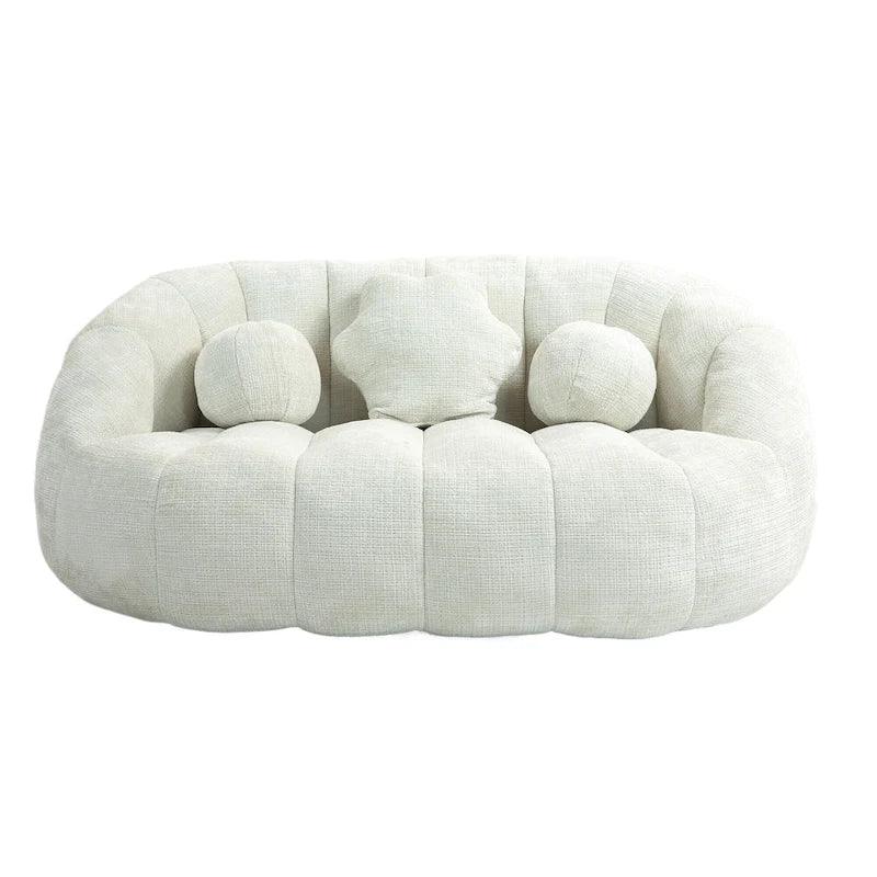 Fauteuil lounge blanc de 63.78, rembourré de chenille et doté de mousse haute densité