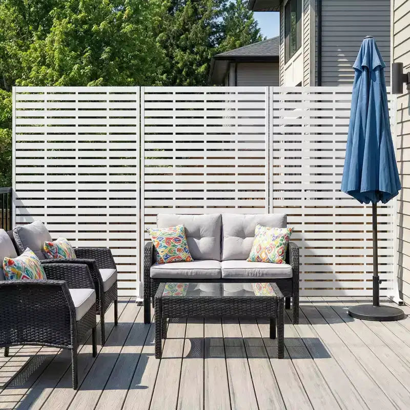 MAYEERTY, paravent d’extérieur blanc naturel pour préserver l’intimité, 72x47, lot de 6 panneaux pliants naturels pour cour et jardin