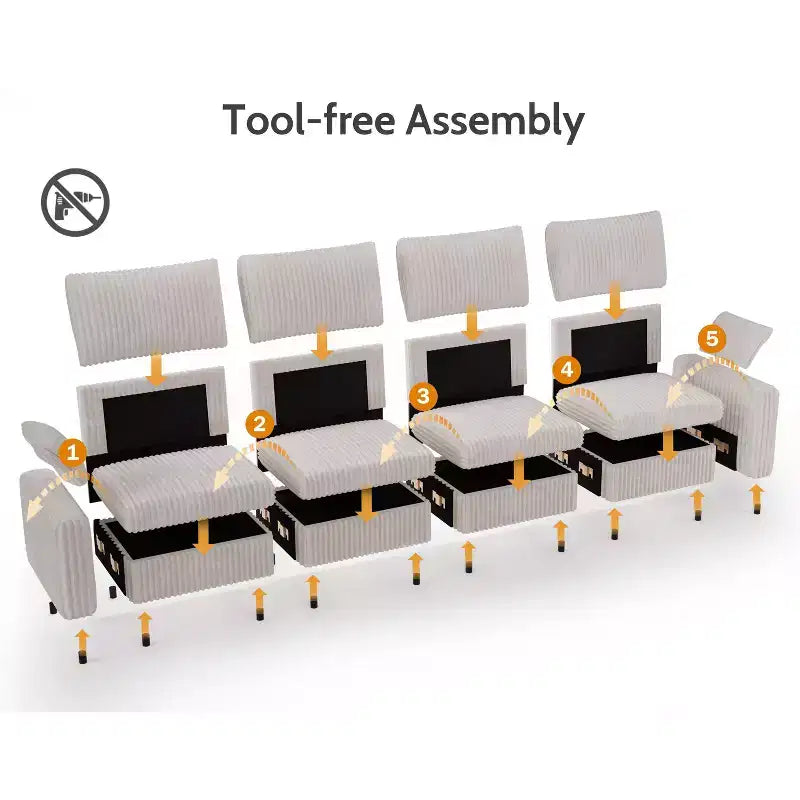 Modulares Cordsofa von Dyonery mit waschbaren Bezügen