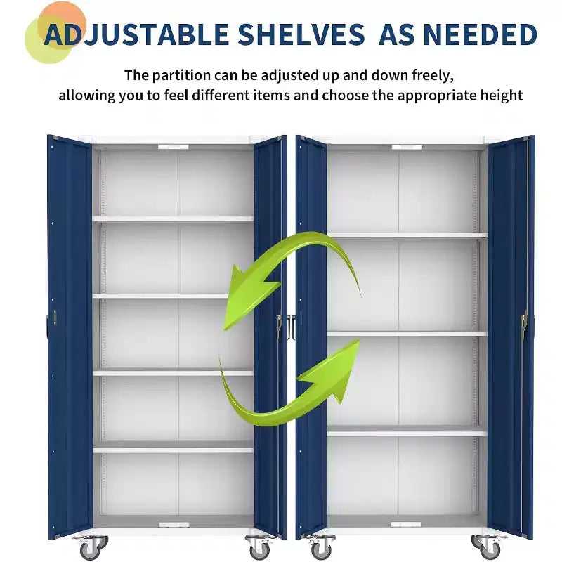 Armoire de rangement en acier de 71 pouces avec portes verrouillables et 4 étagères réglables, meuble métallique robuste pour abri voiture/bureau/garde-manger, conception antirouille