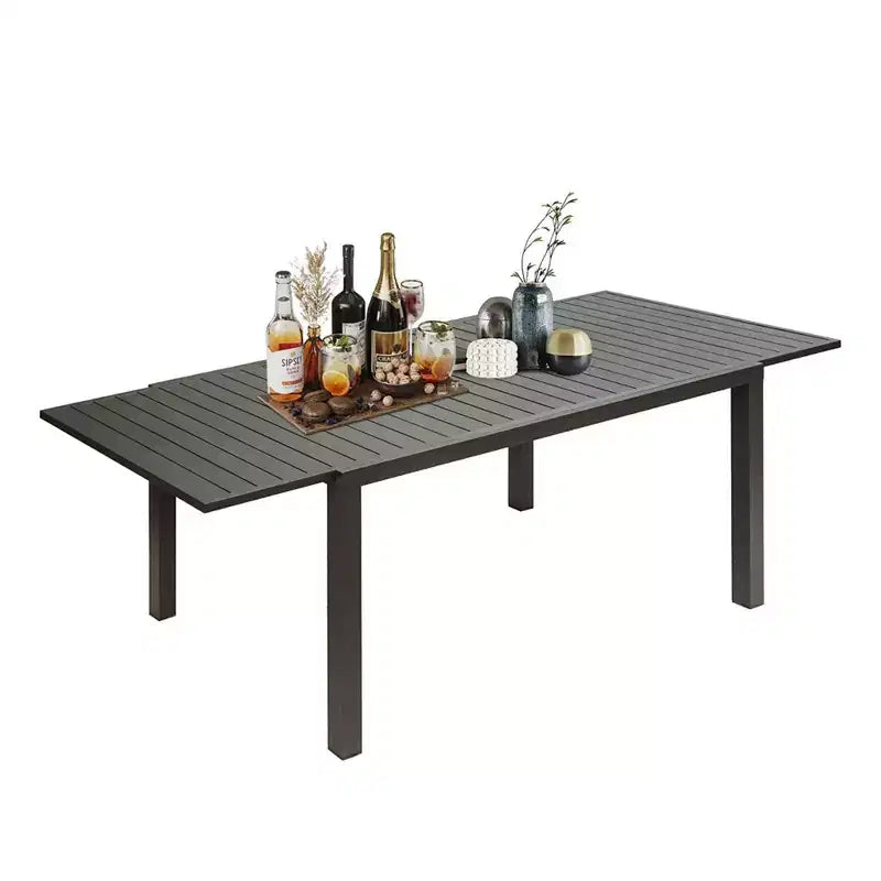 Okak Esstisch, ausziehbarer Gartentisch aus Aluminium, Küchentisch für das Esszimmer