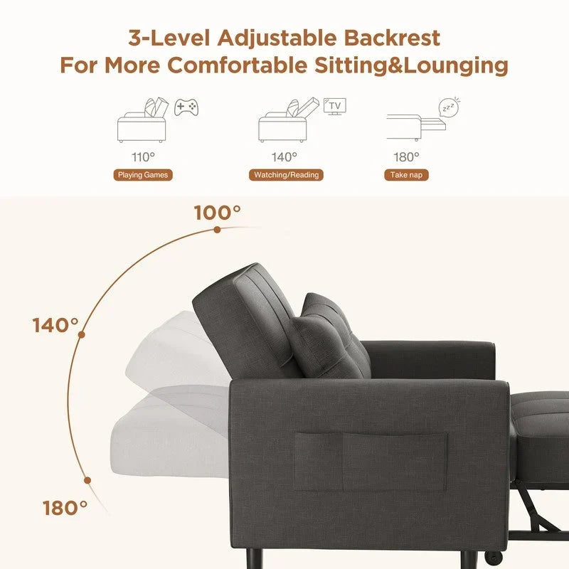 Verstelbare slaapbank 3-in-1, uitschuifbare fauteuilbank, ombouwbaar opklapbed voor de woonkamer