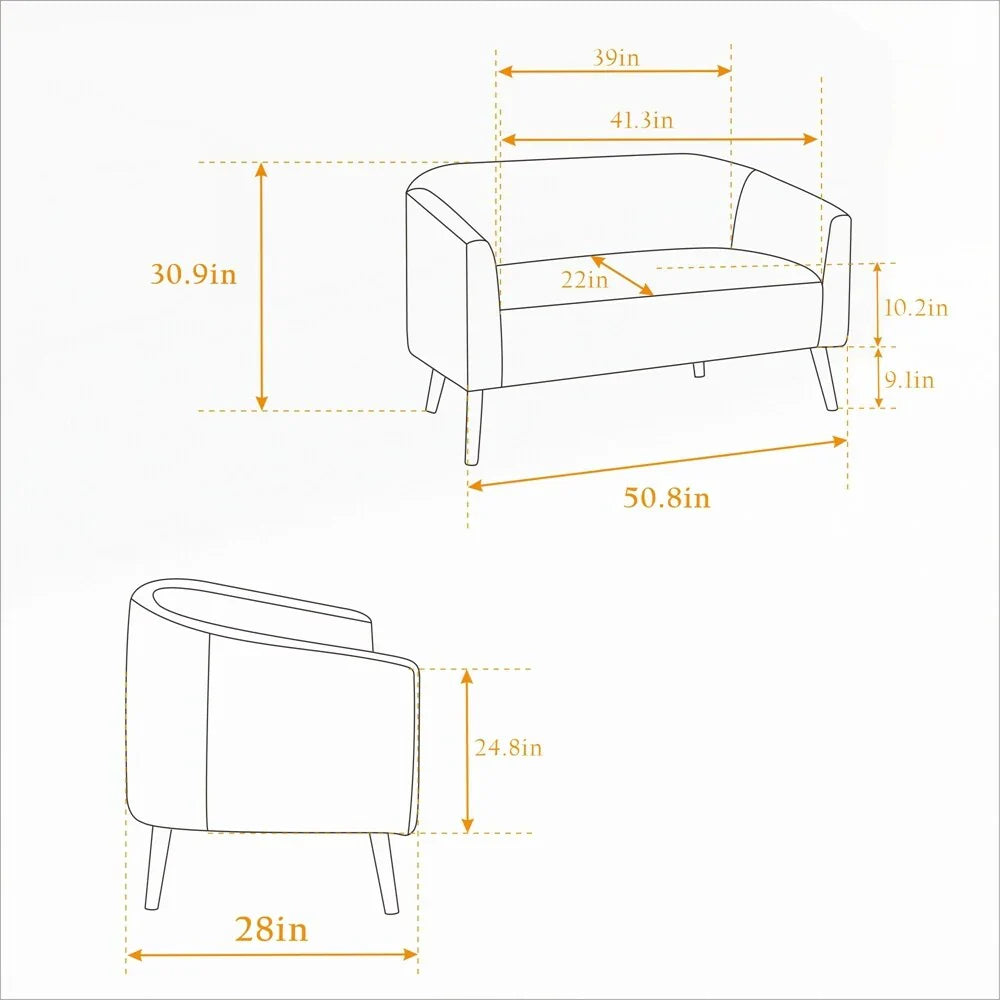 2-Sitzer-Sofa mit Cordbezug und Beinen aus Walnussholz