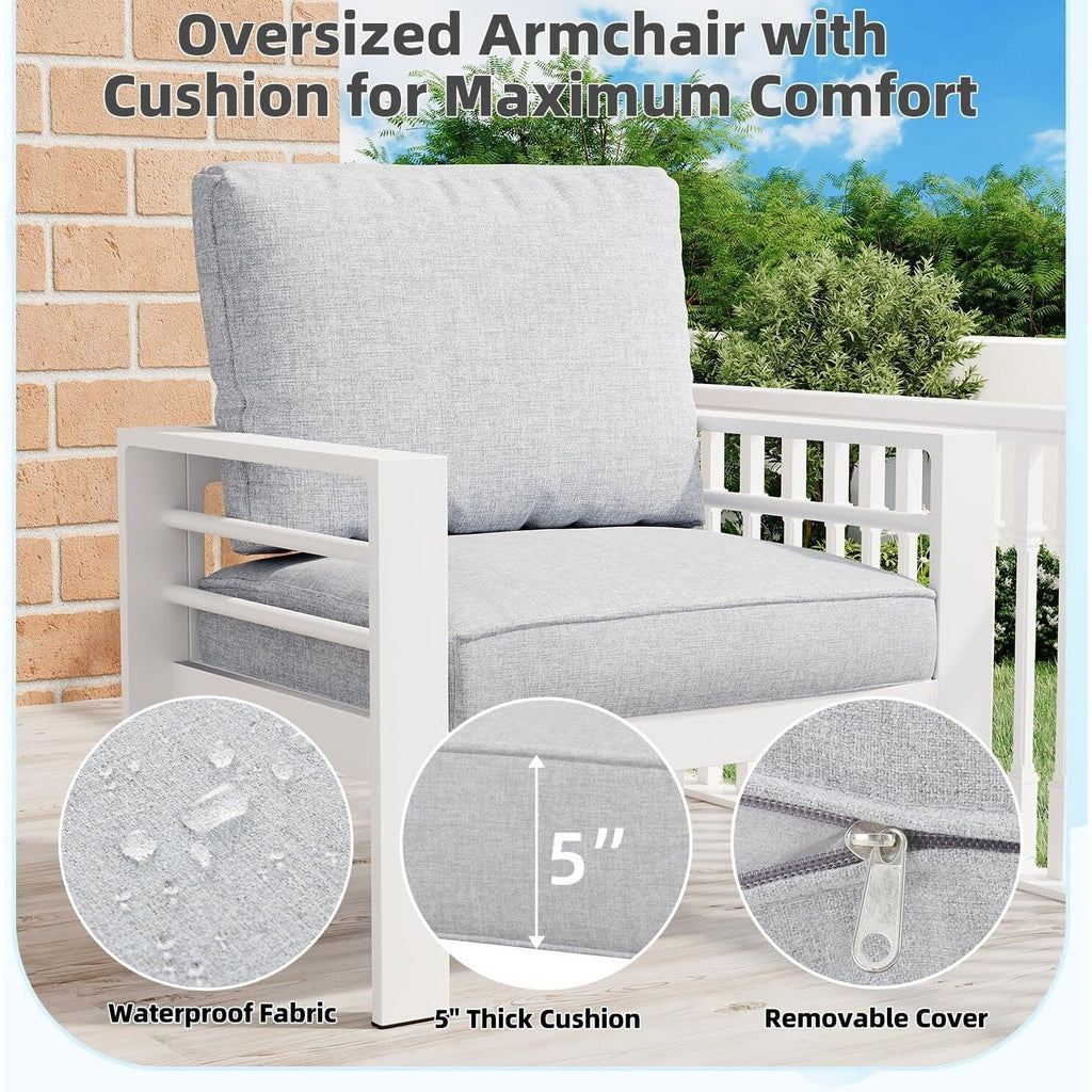 AECOJOY 7-teiliges Gartenmöbelset aus Aluminium für draußen