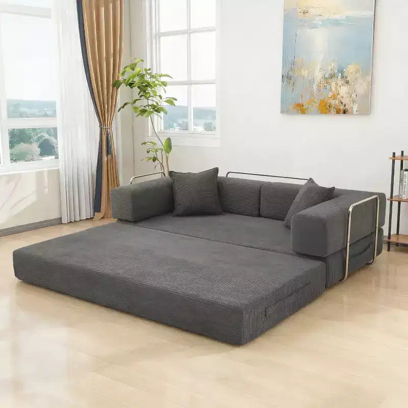 Dyonery 78 Klappsofabett, umwandelbares Cordsofa, Kingsize-Bodenschlafsofa, 4-in-1-DIY-Kombination, modulares Schlafsofa zum Ausklappen, bequemes Sofa.