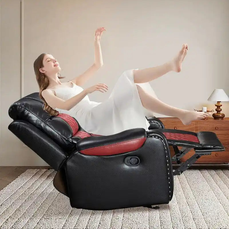 Extra grote fauteuil met verstelbare rugleuning van kunstleer in Amerikaans design voor de woonkamer