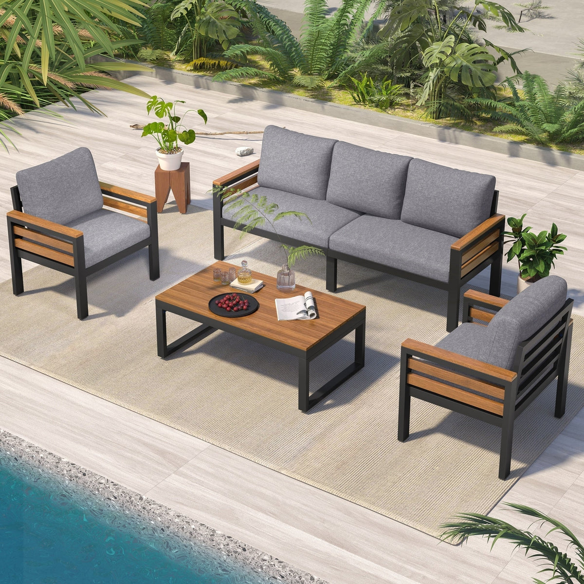 4-delige loungeset voor buiten