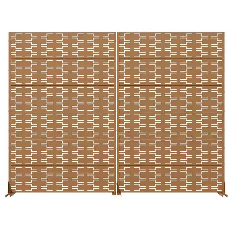Brązowy parawan pokojowy MAYEERTY Brick 01 z ocynkowanej stali, 72x47x16, 6-elementowy, dwustronny ekran zapewniający prywatność i odporny na rdzę