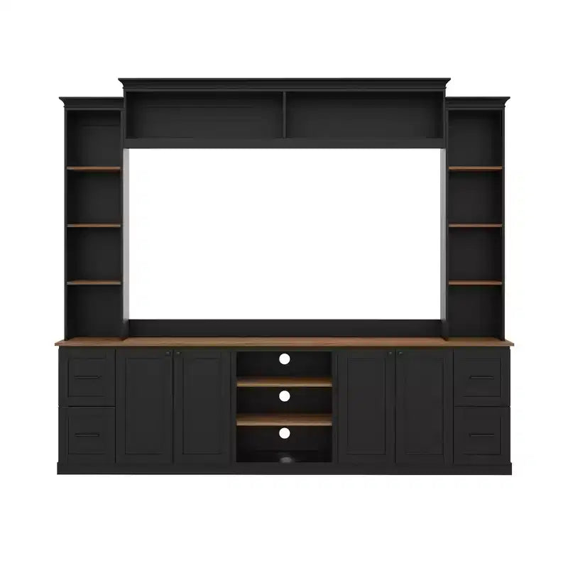 Meuble mural de divertissement de style champêtre ModernLuxe 4 en 1, compatible avec les téléviseurs jusqu'à 70, meuble TV et console multimédia avec étagères réglables et tiroirs