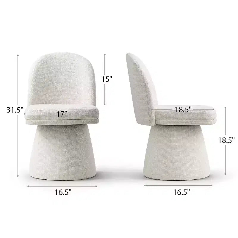 Set van 6 moderne draaibare eetkamerstoelen zonder armleuningen, 360°, met onderstel op voet, elegante accentstoelen voor keuken, eetkamer of kantoor - Panipeachy