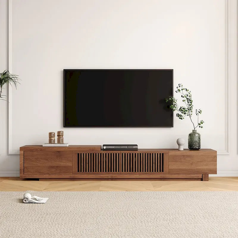 Nowoczesna rozsuwana i rozkładana szafka RTV z 4 szufladami, do 103 cali - 78.54D x 15.74W x 13.78H
