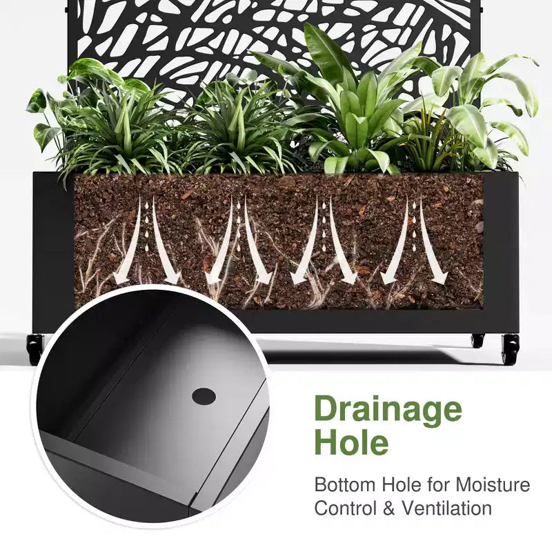 Jardinière arquée noire en fer MAYEERTY 72x47 avec treillis, ensemble de 3 pièces, écran décoratif de jardin pour terrasse et balcon