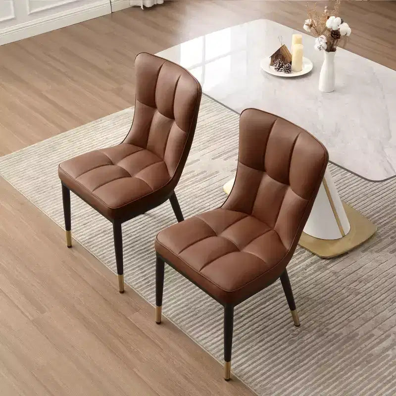 Bekrvio Esszimmerstühle, 6er-Set, moderne Sitzfläche aus Kunstleder mit Polsterung und hoher Rückenlehne, Metallbeine, armlose Küchenstühle für Wohn- und Esszimmer