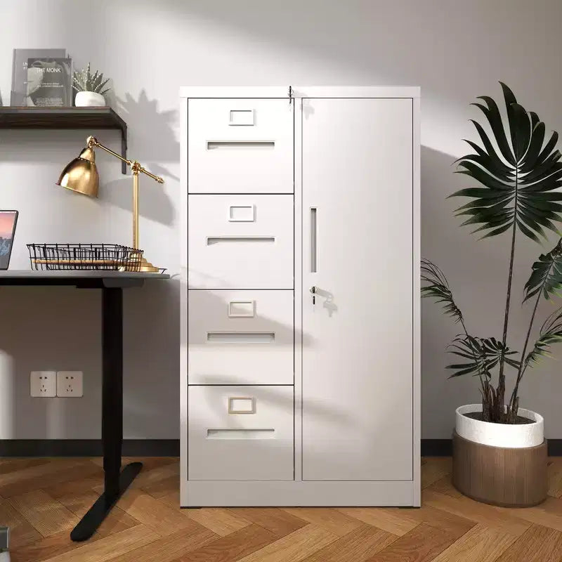 Metall-Aktenschrank mit Schloss, Stahlschrank mit 4 Schubladen