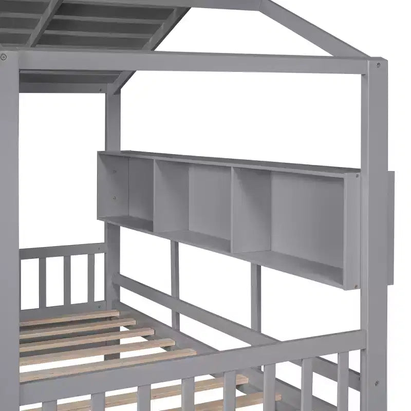 Holzhausbett in Twin-/Full-Size mit 2 Schubladen, Kinderbett mit Ablagefach - ModernLuxe