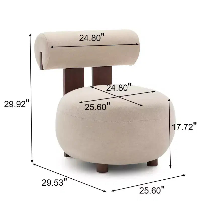 Christopher Knight Home Chariya moderne sculpturale accentstoel van rubberhout met fluwelen bekleding en cilindervormige rugleuning