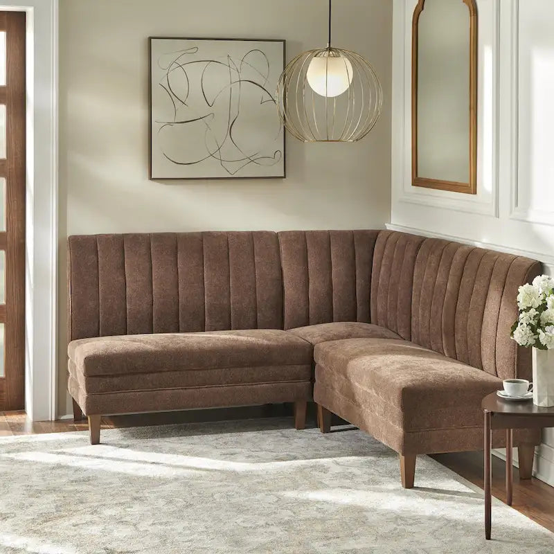 Ensemble banquette capitonnée Lifestorey Kerrington 3 pièces à dossier cannelé