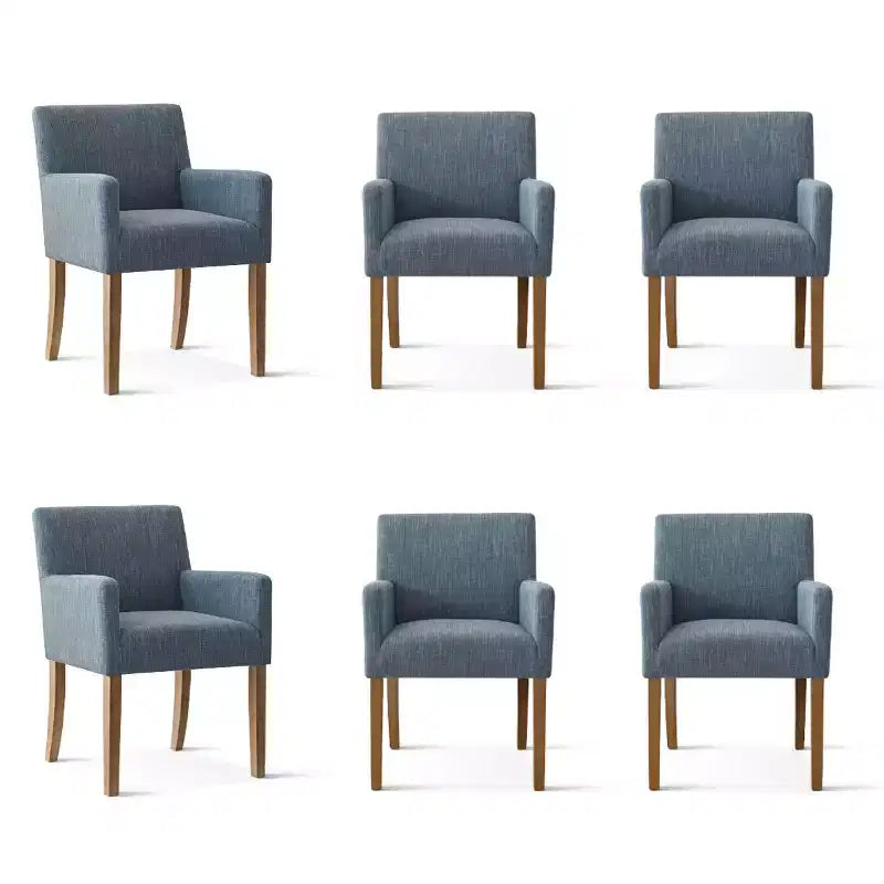 Set aus 6 gepolsterten Esszimmerstühlen mit Armlehnen, moderne Leinen-Armlehnstühle mit Holzbeinen, Akzentstühle für Ess- und Wohnzimmer - Panipeachy