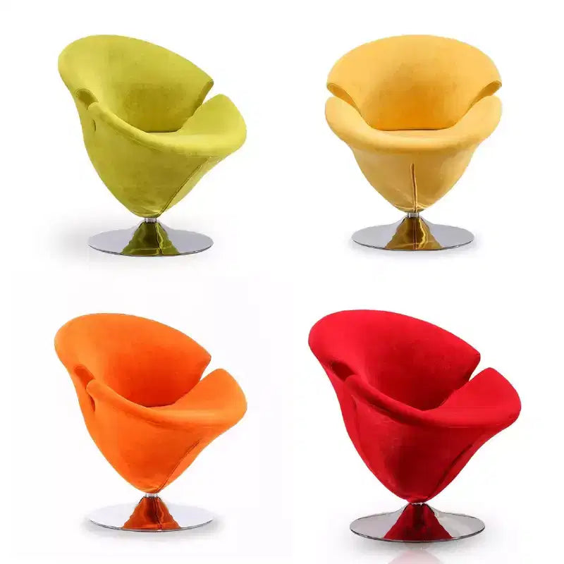 Manhattan Comfort 4er-Set Tulip-Drehsessel in Orange/Gelb: Samtbezug, keine Montage erforderlich