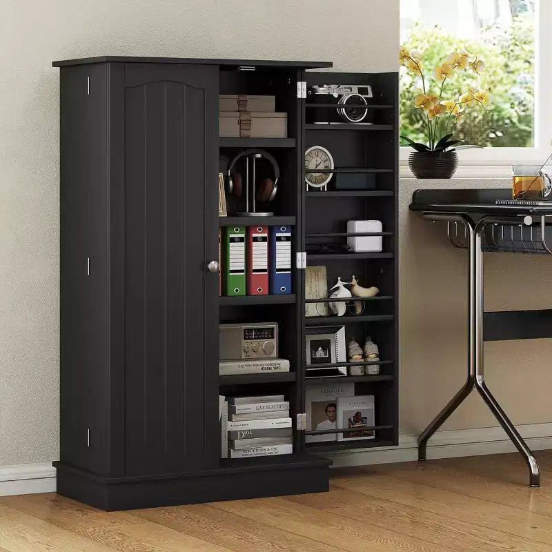 HOMCOM Garde-manger de cuisine de 41, placard de cuisine à 2 portes avec étagères de rangement à 5 niveaux, 12 porte-épices et étagères réglables, pour la salle à manger