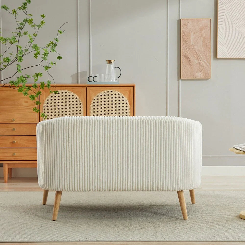 2-Sitzer-Sofa mit Cordbezug und Beinen aus Walnussholz