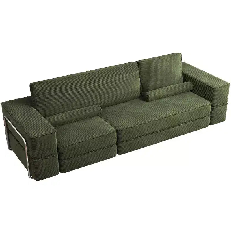 Modulares Cloud-Ecksofa, bequemes Cord-Ecksofa mit tiefer Sitzfläche und hohen Kissen, einfach zu montieren