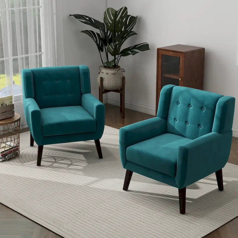 Set aus 2 Samt-Akzentstühlen mit Armlehnen für das Wohnzimmer