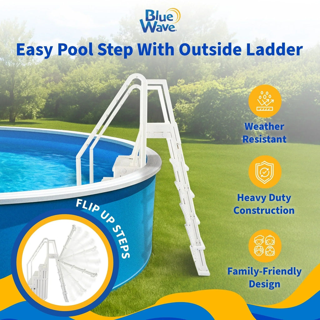 Blue Wave Easy zwembadtrap met buitentrap voor opzetzwembaden - 32.5 in. W x 56 in. D x 81 in. H
