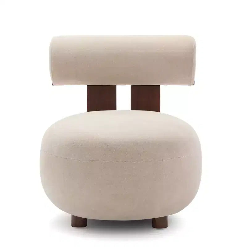 Christopher Knight Home Chariya moderne sculpturale accentstoel van rubberhout met fluwelen bekleding en cilindervormige rugleuning