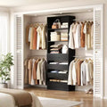 Système d'aménagement de dressing en bois Besiost de 4 à 9 pi avec 4 tiroirs, 4 tringles et des colonnes d'étagères