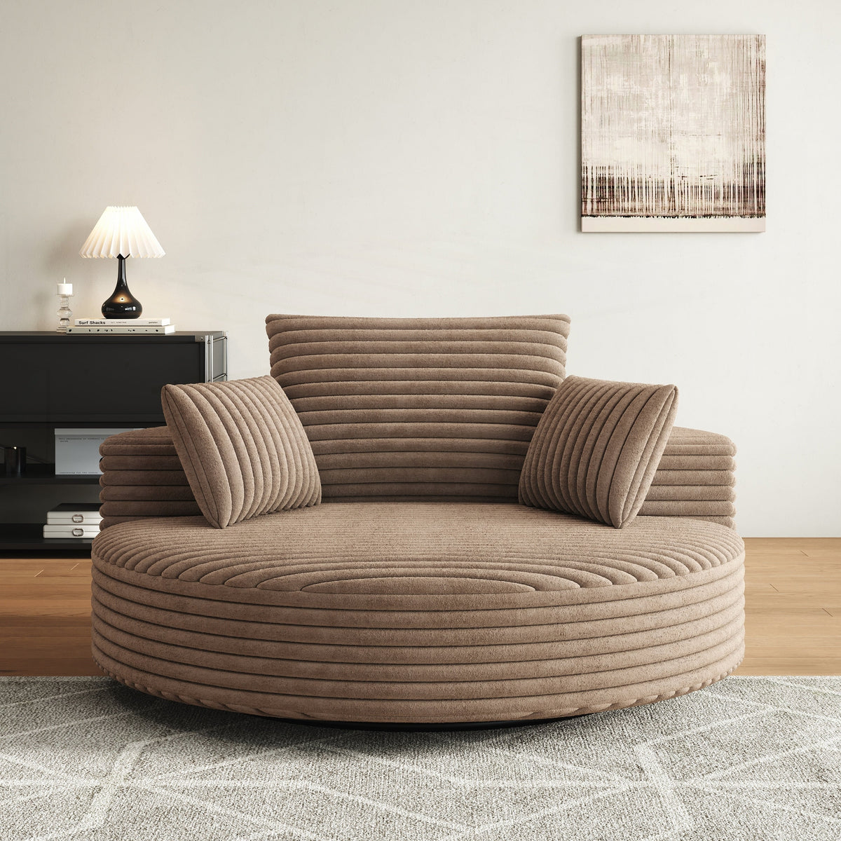 Einzelsessel mit Cord-Chenille-Bezug und Schaumstoffpolsterung, drehbar