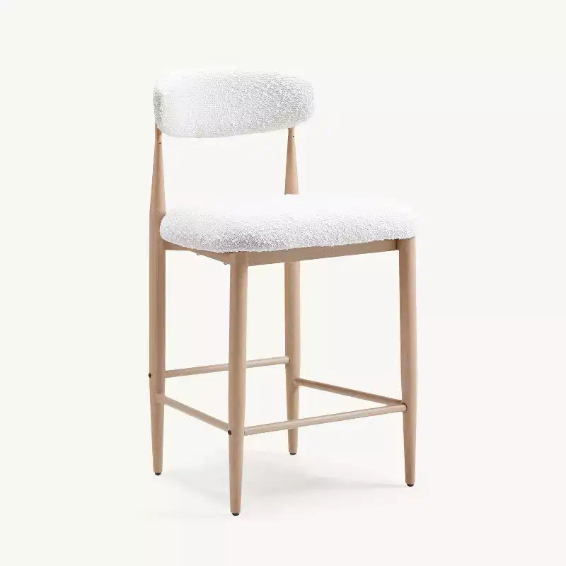 Set van 4 eetkamerbarkrukken zonder armleuningen van bouclé, met metalen poten met houtnerf voor de keuken, woonkamer, het restaurant of café - Morden Fort