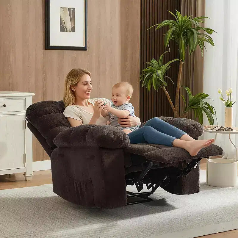 Manueller Relaxsessel aus ergonomischem, atmungsaktivem Stoff mit Seitentaschen, Einzelsessel, geeignet für Wohnzimmer und Schlafzimmer