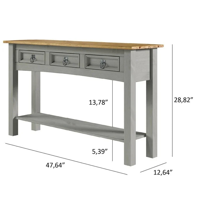 Wood Hall Table Console 3 Drawers Corona | Furniture Dash - N/A