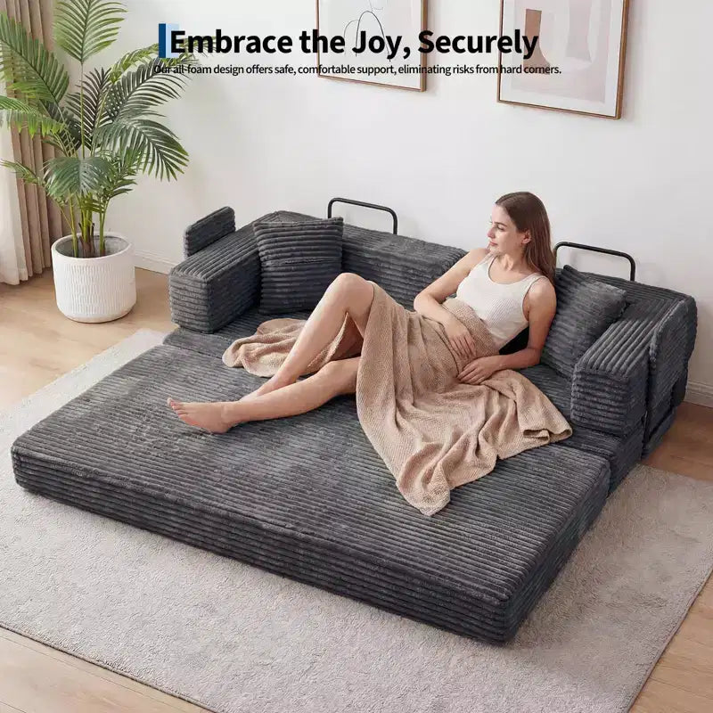 80.7 5-in-1-Schlafsofa mit Cordbezug, 1200 lbs, keine Montage erforderlich