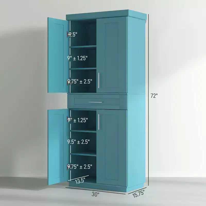 Placard de cuisine moderne indépendant avec portes et tiroir, étagères réglables