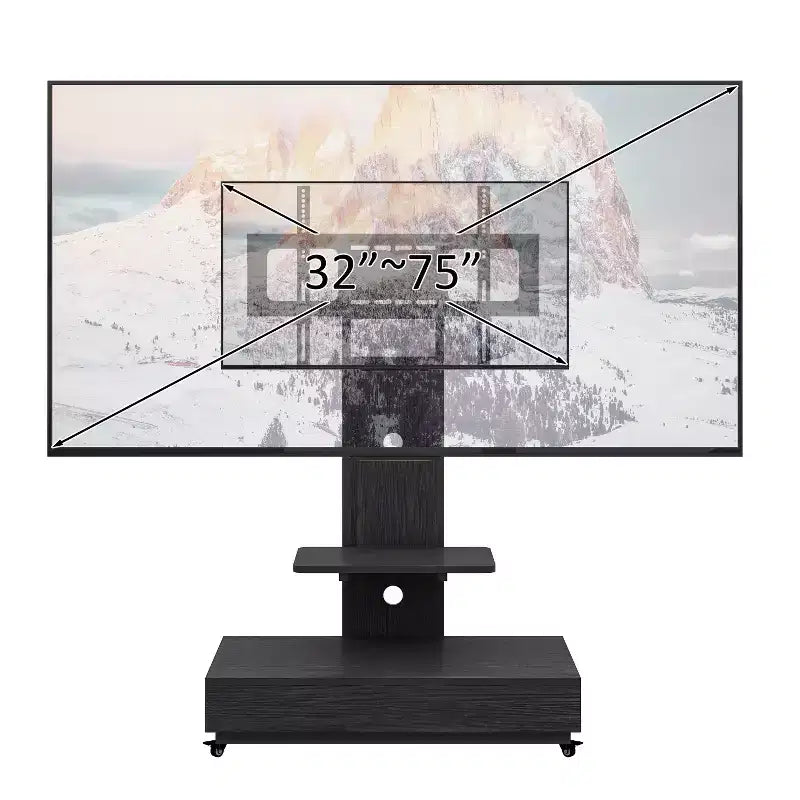 TV-Ständer für 32-75-Zoll-Fernseher, höhenverstellbarer mobiler TV-Wagen mit Schublade und Rollen fürs Wohnzimmer, Schlafzimmer und Büro -ModernLuxe