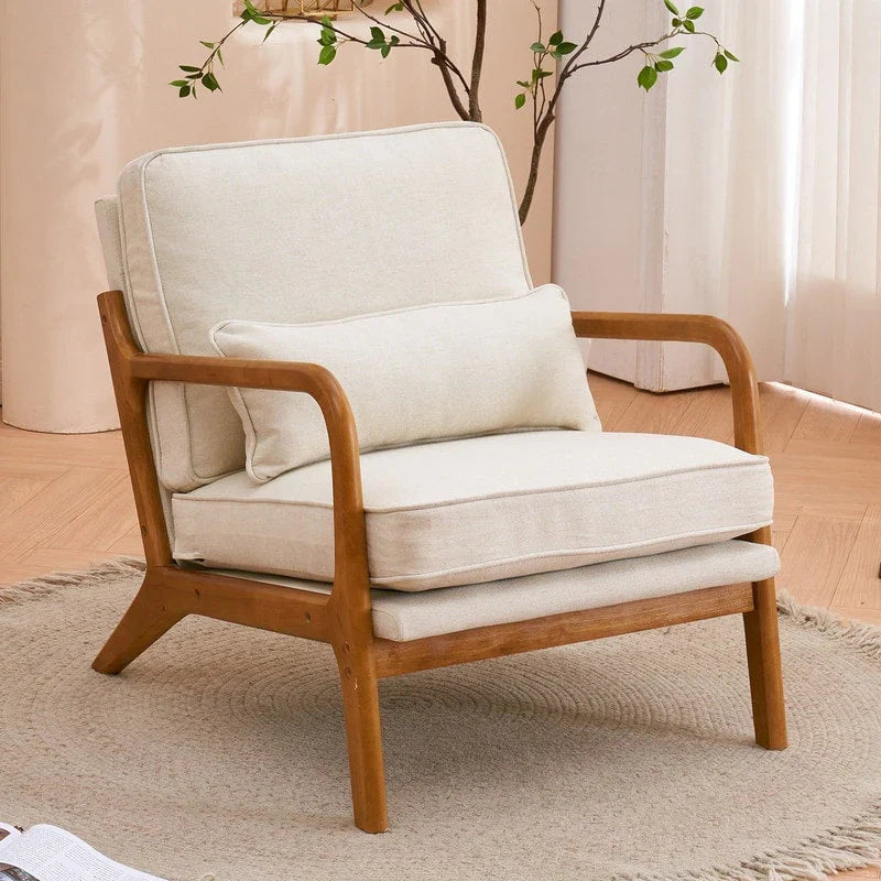 Tapicerowany fotel akcentowy w stylu mid-century modern
