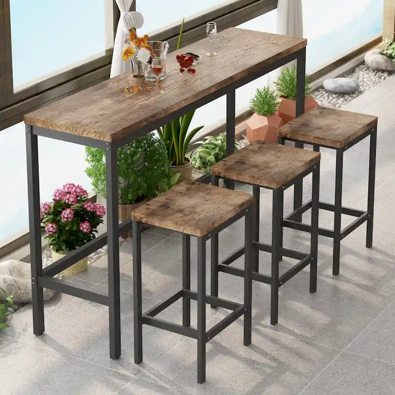 Bartisch-Set mit 3 Hockern